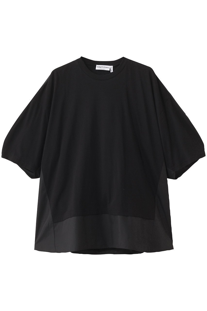 【ナゴンスタンス/nagonstans】のソフト天竺 WovenコンビT/SH Tシャツ インテリア・キッズ・メンズ・レディースファッション・服の通販 founy(ファニー) 　ファッション　Fashion　レディースファッション　Fashion for Women　トップス・カットソー　Cut & Sew Tops　シャツ・ブラウス・オフィスカジュアル　Elegant Blouses & Button-Ups　ロングTシャツ・Tシャツ　Longline T-Shirts & Tees　カットソー・ベーシックTシャツ　Cut-and-Sewn Tops / Stretch Tees & Basics　カットソー　Cut and Sewn Top　コンビ　Combo, Combination Style　ショート　Short, Short Length　スリーブ　Sleeve, Long Sleeve / Short Sleeve　リラックス　Relax, Relaxed Fit　Black|ID: prp329100004880879 ipo3291000000036430401
