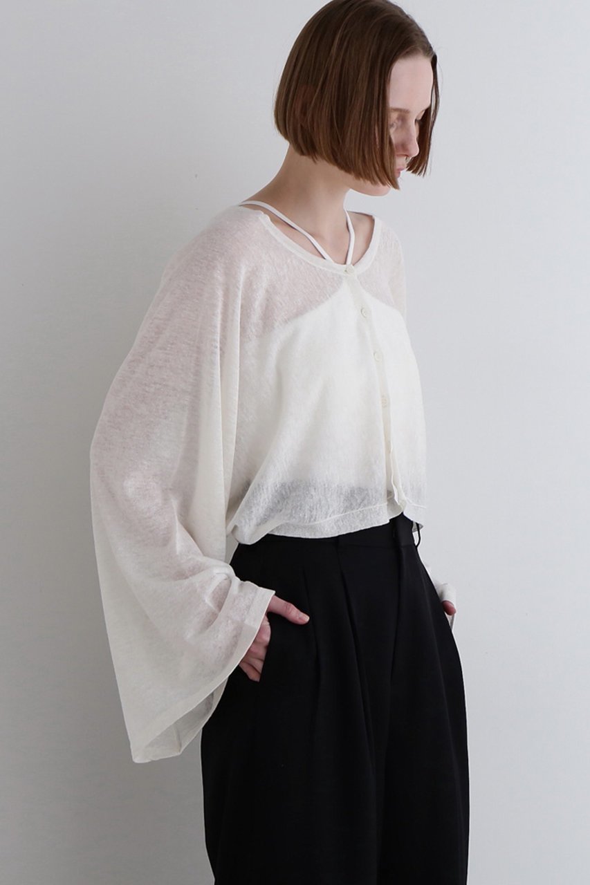 【ル フィル/LE PHIL】のシアーリネンクロップドカーデ インテリア・キッズ・メンズ・レディースファッション・服の通販 founy(ファニー) 　ファッション　Fashion　レディースファッション　Fashion for Women　トップス・カットソー　Cut & Sew Tops　カーディガン・羽織り　Layered Style Cardigans　シャツ・ブラウス・オフィスカジュアル　Elegant Blouses & Button-Ups　ロングTシャツ・Tシャツ　Longline T-Shirts & Tees　カットソー・ベーシックTシャツ　Cut-and-Sewn Tops / Stretch Tees & Basics　カーディガン　Cardigan, Knitwear　ショート　Short, Short Length　ネップ　Nepp, Slub Yarn　パターン　Pattern, Design Print　リネン　Linen, Linen Fabric　夏　Summer　ホワイト|ID: prp329100004880922 ipo3291000000036430878