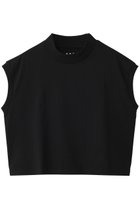 【スリー ドッツ/three dots】のビックストライプ フレンチスリーブTシャツ ブラック|ID:prp329100004880929