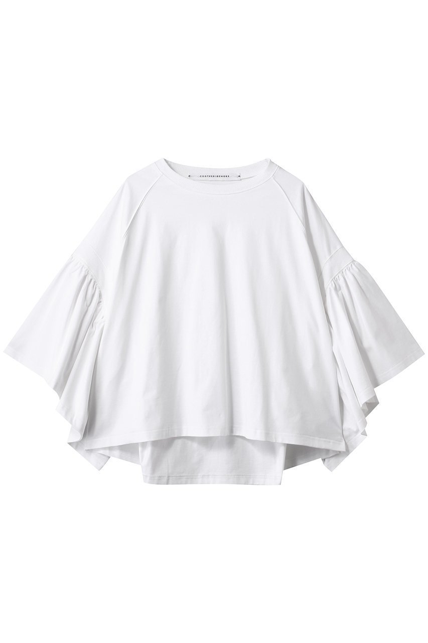 【プルミエ アロンディスモン/1er Arrondissement】の【COG THE BIGSMOKE】LAURA ギャザースリーブトップス インテリア・キッズ・メンズ・レディースファッション・服の通販 founy(ファニー) ファッション Fashion レディースファッション Fashion for Women トップス・カットソー Cut & Sew Tops シャツ・ブラウス・オフィスカジュアル Elegant Blouses & Button-Ups ロングTシャツ・Tシャツ Longline T-Shirts & Tees カットソー・ベーシックTシャツ Cut-and-Sewn Tops / Stretch Tees & Basics ギャザー Gathered, Ruffled ショート Short, Short Length スリーブ Sleeve, Long Sleeve / Short Sleeve フレア Flare, Flared ホワイト|ID: prp329100004880935 ipo3291000000036430995
