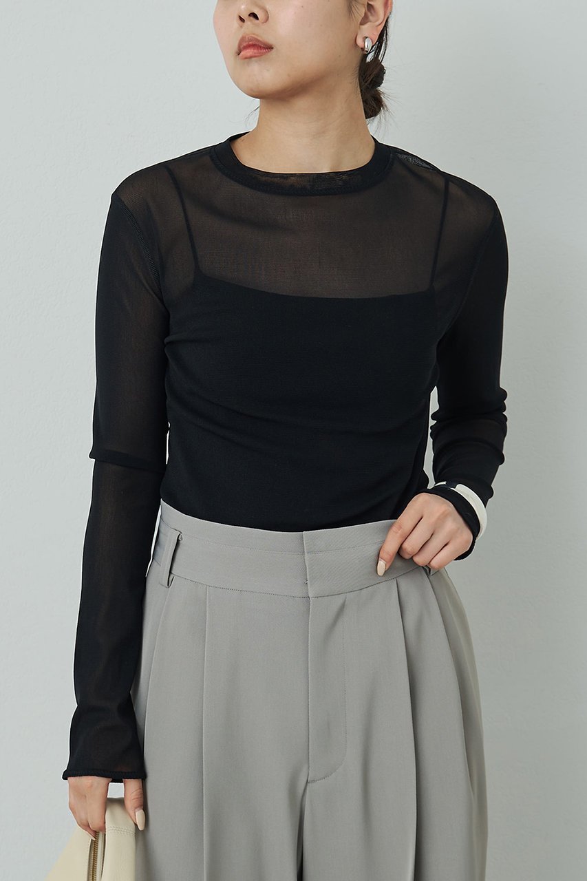 【ガリャルダガランテ/GALLARDAGALANTE】の【La nature linge】シアーチュールトップス 人気、トレンドファッション・服の通販 founy(ファニー) 　ファッション　Fashion　レディースファッション　Fashion for Women　トップス・カットソー　Cut & Sew Tops　シャツ・ブラウス・オフィスカジュアル　Elegant Blouses & Button-Ups　ロングTシャツ・Tシャツ　Longline T-Shirts & Tees　カットソー・ベーシックTシャツ　Cut-and-Sewn Tops / Stretch Tees & Basics　お家時間・ステイホーム　Stay Home / At Home　なめらか　Smooth, Silky Texture　インナー　Innerwear　コンパクト　Compact, Small Size　ジャケット　Jacket, Outerwear　スリーブ　Sleeve, Long Sleeve / Short Sleeve　チュール　Tulip, Tulip Motif　ベスト　Vest, Waistcoat　ベーシック　Basic, Essential　ロング　Long, Long-Length　other-7|ID: prp329100004880944 ipo3291000000036431073