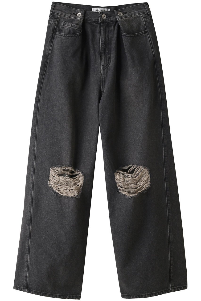 【ウィムガゼット/Whim Gazette】の【THE PAUSE】タックデニムパンツ インテリア・キッズ・メンズ・レディースファッション・服の通販 founy(ファニー) 　ファッション　Fashion　レディースファッション　Fashion for Women　パンツ　Pants & Trousers　デニムパンツ・ジーンズ・美脚デニム　Denim Jeans & Pants　ダウン　Down, Puffer　ダメージ　Distressed, Destroyed　デニム　Denim, Jeans Material　ワイド　Wide, Wide Fit　ブラック|ID: prp329100004881010 ipo3291000000036431588