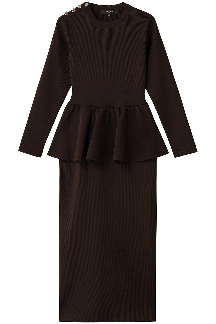 【コルコバード/CORCOVADO】のペプラムニットドレス 人気、トレンドファッション・服の通販 founy(ファニー) 　ファッション　Fashion　レディースファッション　Fashion for Women　ワンピース　Dresses　フォーマル・パーティードレス・結婚式用ドレス　Elegant & Casual Dresses　チュニック　Tunic Tops & Dresses　おすすめ　Recommended / Our Picks　シンプル　Simple, Minimal　チュニック　Tunic, Long Top　ドレス　Dress, One-Piece　フォルム　Silhouette, Form　ペプラム　Peplum, Flared Hem　軽量　Lightweight, Ultra Light　 other-1|ID: prp329100004881223 ipo3291000000036433438