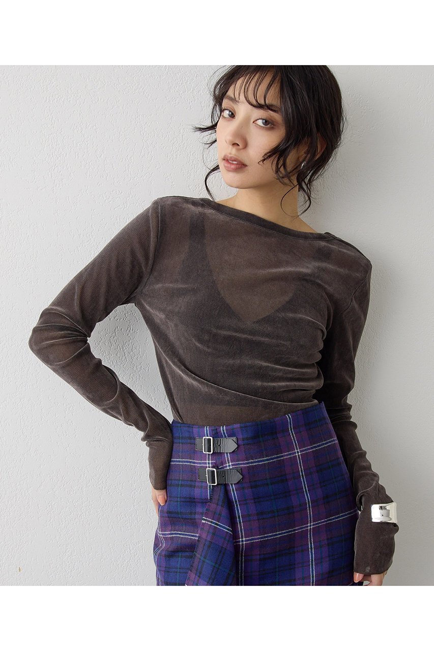 【ウィムガゼット/Whim Gazette】のフロッキーバックシャンカットソー 人気、トレンドファッション・服の通販 founy(ファニー) 　ファッション　Fashion　レディースファッション　Fashion for Women　トップス・カットソー　Cut & Sew Tops　シャツ・ブラウス・オフィスカジュアル　Elegant Blouses & Button-Ups　ロングTシャツ・Tシャツ　Longline T-Shirts & Tees　カットソー・ベーシックTシャツ　Cut-and-Sewn Tops / Stretch Tees & Basics　インナー　Innerwear　カッティング　Cutting Detail　ジャケット　Jacket, Outerwear　スリーブ　Sleeve, Long Sleeve / Short Sleeve　チュール　Tulip, Tulip Motif　人気　Popular, Best Seller　フェミニン　Feminine, Girly　プリント　Print, Printed Pattern　ロング　Long, Long-Length　エレガント 上品　Elegant　other-2|ID: prp329100004881333 ipo3291000000036434223