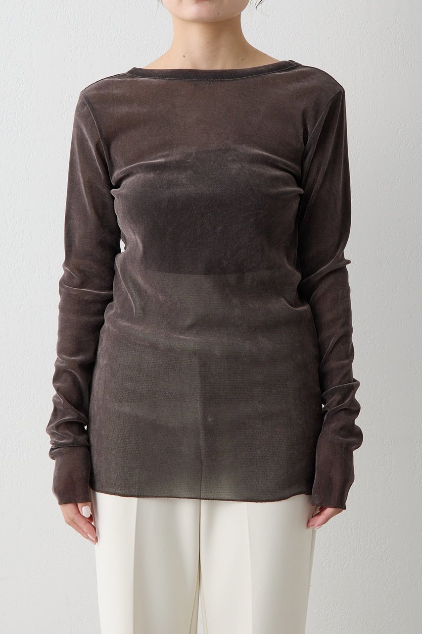 【ウィムガゼット/Whim Gazette】のフロッキーバックシャンカットソー 人気、トレンドファッション・服の通販 founy(ファニー) 　ファッション　Fashion　レディースファッション　Fashion for Women　トップス・カットソー　Cut & Sew Tops　シャツ・ブラウス・オフィスカジュアル　Elegant Blouses & Button-Ups　ロングTシャツ・Tシャツ　Longline T-Shirts & Tees　カットソー・ベーシックTシャツ　Cut-and-Sewn Tops / Stretch Tees & Basics　インナー　Innerwear　カッティング　Cutting Detail　ジャケット　Jacket, Outerwear　スリーブ　Sleeve, Long Sleeve / Short Sleeve　チュール　Tulip, Tulip Motif　人気　Popular, Best Seller　フェミニン　Feminine, Girly　プリント　Print, Printed Pattern　ロング　Long, Long-Length　エレガント 上品　Elegant　other-7|ID: prp329100004881333 ipo3291000000036434228