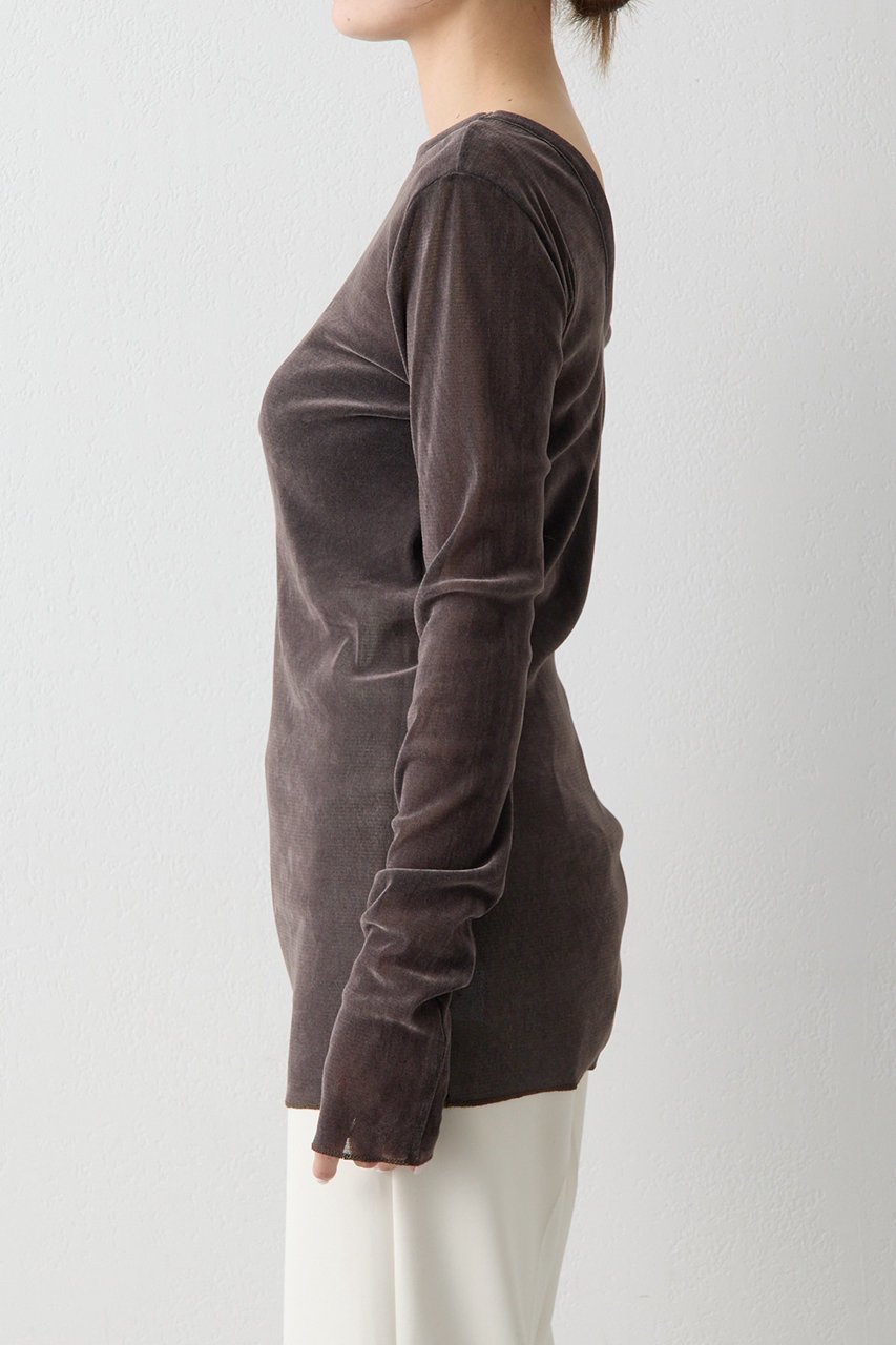 【ウィムガゼット/Whim Gazette】のフロッキーバックシャンカットソー 人気、トレンドファッション・服の通販 founy(ファニー) 　ファッション　Fashion　レディースファッション　Fashion for Women　トップス・カットソー　Cut & Sew Tops　シャツ・ブラウス・オフィスカジュアル　Elegant Blouses & Button-Ups　ロングTシャツ・Tシャツ　Longline T-Shirts & Tees　カットソー・ベーシックTシャツ　Cut-and-Sewn Tops / Stretch Tees & Basics　インナー　Innerwear　カッティング　Cutting Detail　ジャケット　Jacket, Outerwear　スリーブ　Sleeve, Long Sleeve / Short Sleeve　チュール　Tulip, Tulip Motif　人気　Popular, Best Seller　フェミニン　Feminine, Girly　プリント　Print, Printed Pattern　ロング　Long, Long-Length　エレガント 上品　Elegant　other-8|ID: prp329100004881333 ipo3291000000036434229