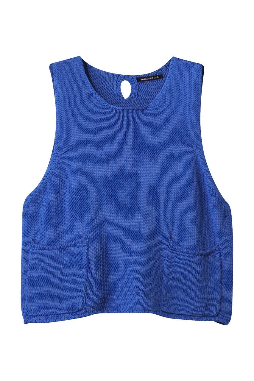 【ミズイロ インド/mizuiro ind】のtape yarn short vest ベスト インテリア・キッズ・メンズ・レディースファッション・服の通販 founy(ファウニー) 　ファッション　Fashion　レディースファッション　Fashion for Women　トップス・カットソー　Cut & Sew Tops　ニット　Knit Tops & Sweaters　ベスト&ジレ / 重ね着スタイル　Vests & Gilets　カジュアルプルオーバー・ニットトップス　Pullovers & Knit Tops / Casual Pullovers　ショート　Short, Short Length　フェミニン　Feminine, Girly　フロント　Front, Front Design　ベスト　Vest, Waistcoat　ポケット　Pocket, Pocket Detail　夏　Summer　春　Spring　S/S・春夏　SS, Spring/Summer, Warm Season　blue|ID: prp329100004881394 ipo3291000000036434618