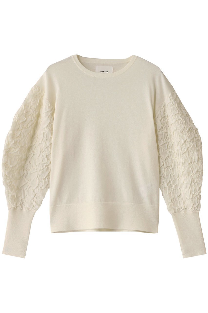【ミディウミソリッド/MIDIUMISOLID】のpuff slv jacquard PO.S プルオーバー インテリア・キッズ・メンズ・レディースファッション・服の通販 founy(ファウニー) 　ファッション　Fashion　レディースファッション　Fashion for Women　トップス・カットソー　Cut & Sew Tops　ニット　Knit Tops & Sweaters　カジュアルプルオーバー・ニットトップス　Pullovers & Knit Tops / Casual Pullovers　コンシャス　Conscious, Bodycon　ジャカード／ジャガード　Jacquard, Woven Pattern　スリーブ　Sleeve, Long Sleeve / Short Sleeve　トレンド　Trend, Trending Now　off white|ID: prp329100004881395 ipo3291000000036434625