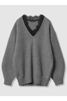 【アルアバイル/allureville】のレースドッキングプルオーバー 人気、トレンドファッション・服の通販 founy(ファニー) ファッション Fashion レディースファッション Fashion for Women トップス・カットソー Cut & Sew Tops ニット Knit Tops & Sweaters カジュアルプルオーバー・ニットトップス Pullovers & Knit Tops / Casual Pullovers おすすめ Recommended / Our Picks タートル Turtleneck, Turtle Collar チュール Tulip, Tulip Motif レース Lace, Lace Fabric thumbnail グレー|ID: prp329100004881444 ipo3291000000036434944