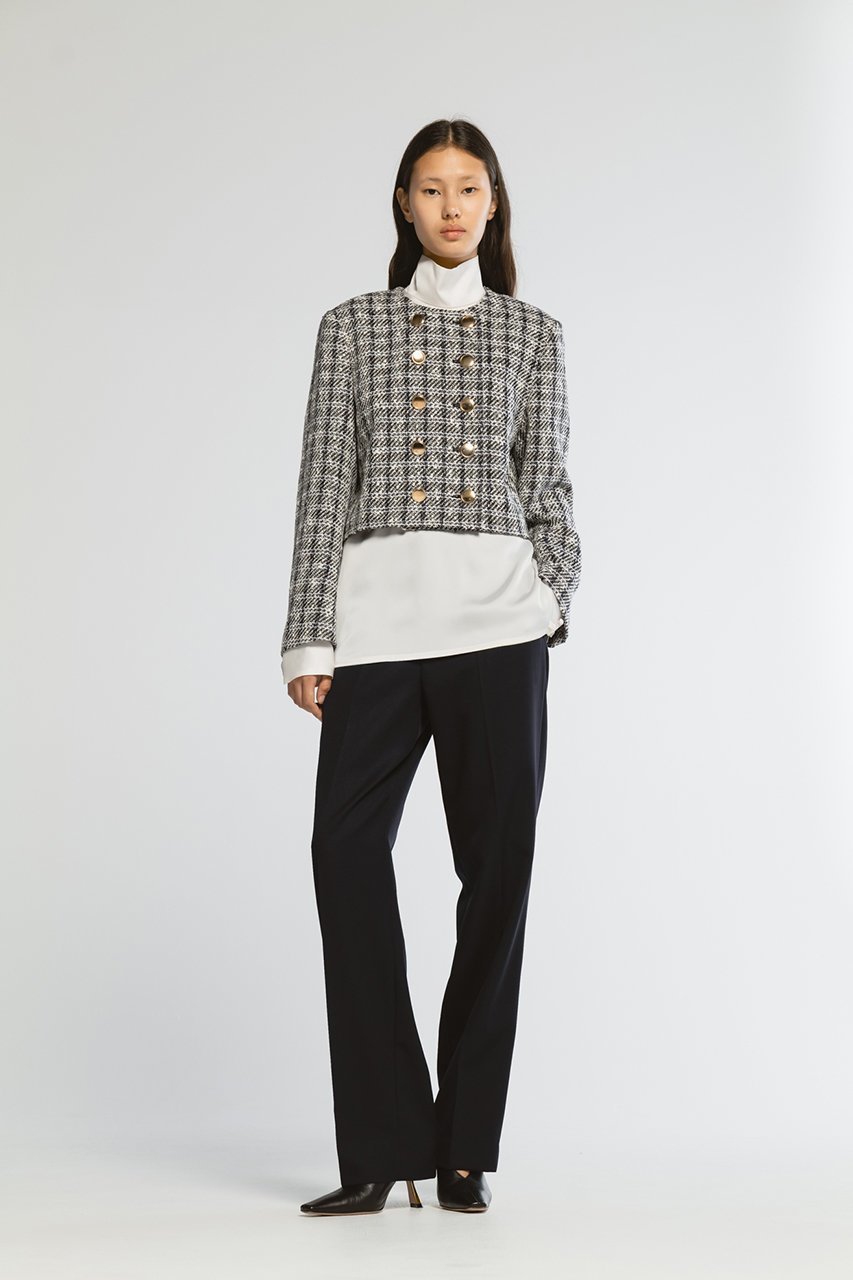 【チノ/CINOH】のBLACK FORMAL ツイードノーカラーショートジャケット 人気、トレンドファッション・服の通販 founy(ファニー) 　ファッション　Fashion　レディースファッション　Fashion for Women　アウター　Coat / Outerwear Collection　レディースジャケット・軽アウター　Jackets　おすすめ　Recommended / Our Picks　ジャケット　Jacket, Outerwear　ツイード　Twill, Twill Weave　デニム　Denim, Jeans Material　パターン　Pattern, Design Print　マニッシュ　Mannish, Boyish　ワイド　Wide, Wide Fit　今季　This Season, Current Season　other-8|ID: prp329100004881448 ipo3291000000036434989