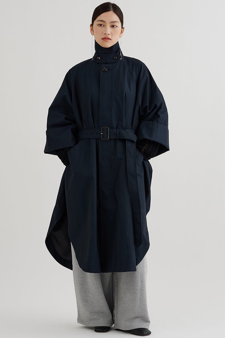 【ウィムガゼット/Whim Gazette】のポンチョロングコート インテリア・キッズ・メンズ・レディースファッション・服の通販 founy(ファウニー) 　ファッション　Fashion　レディースファッション　Fashion for Women　アウター　Coat / Outerwear Collection　コート・ロングコート・ピーコート　Long Coats, Peacoats & More　ポンチョ・ケープコート　Ponchos & Capes　スタイリッシュ　Stylish, Fashionable　トレンチ　Trench, Trench Coat　定番　Standard, Basic Item　パッチ　Patch, Appliqué　フリル　Frill, Ruffle　ロング　Long, Long-Length　エレガント 上品　Elegant　ネイビー|ID: prp329100004881473 ipo3291000000036435145