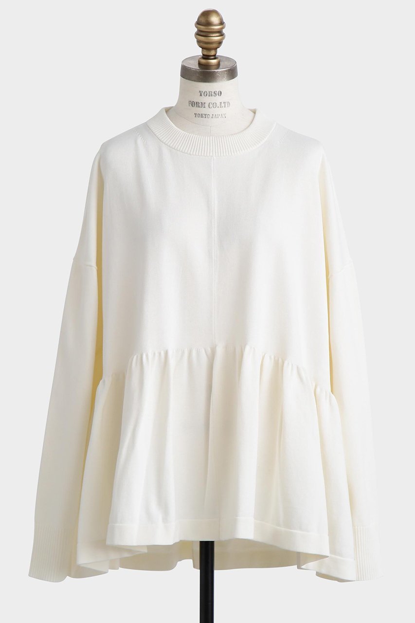 【ヒューエルミュージアム/hueLe Museum】の【hLM】フレアニット インテリア・キッズ・メンズ・レディースファッション・服の通販 founy(ファニー) ファッション Fashion レディースファッション Fashion for Women トップス・カットソー Cut & Sew Tops ニット Knit Tops & Sweaters カジュアルプルオーバー・ニットトップス Pullovers & Knit Tops / Casual Pullovers ギャザー Gathered, Ruffled トレンド Trend, Trending Now フォルム Silhouette, Form フレア Flare, Flared ペプラム Peplum, Flared Hem 再入荷 Restock / Back in Stock ホワイト|ID: prp329100004881483 ipo3291000000036435284