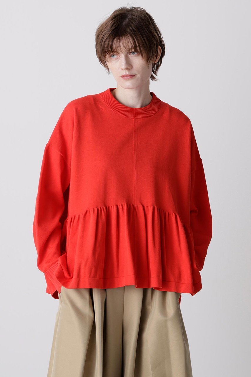 【ヒューエルミュージアム/hueLe Museum】の【hLM】フレアニット インテリア・キッズ・メンズ・レディースファッション・服の通販 founy(ファニー) ファッション Fashion レディースファッション Fashion for Women トップス・カットソー Cut & Sew Tops ニット Knit Tops & Sweaters カジュアルプルオーバー・ニットトップス Pullovers & Knit Tops / Casual Pullovers ギャザー Gathered, Ruffled トレンド Trend, Trending Now フォルム Silhouette, Form フレア Flare, Flared ペプラム Peplum, Flared Hem 再入荷 Restock / Back in Stock レッド|ID: prp329100004881483 ipo3291000000036435286