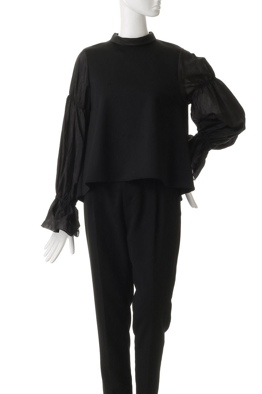 【ランバン オン ブルー/LANVIN en Bleu】のギャザースリーブコンビカットソー 人気、トレンドファッション・服の通販 founy(ファニー) ファッション Fashion レディースファッション Fashion for Women トップス・カットソー Cut & Sew Tops シャツ・ブラウス・オフィスカジュアル Elegant Blouses & Button-Ups ロングTシャツ・Tシャツ Longline T-Shirts & Tees カットソー・ベーシックTシャツ Cut-and-Sewn Tops / Stretch Tees & Basics カットソー Cut and Sewn Top ギャザー Gathered, Ruffled シンプル Simple, Minimal スタンド Stand Collar, Upright Stand スリーブ Sleeve, Long Sleeve / Short Sleeve マニッシュ Mannish, Boyish ロング Long, Long-Length other-2|ID: prp329100004881502 ipo3291000000036435549