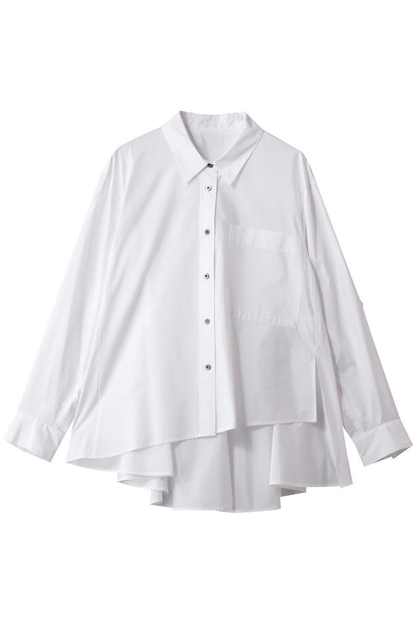 【ランバン オン ブルー/LANVIN en Bleu】のシルキータイプライターフレアシャツ インテリア・キッズ・メンズ・レディースファッション・服の通販 founy(ファニー) 　ファッション　Fashion　レディースファッション　Fashion for Women　トップス・カットソー　Cut & Sew Tops　シャツ・ブラウス・オフィスカジュアル　Elegant Blouses & Button-Ups　アシンメトリー　Asymmetrical Style　オケージョン　Occasion Wear　シンプル　Simple, Minimal　スリーブ　Sleeve, Long Sleeve / Short Sleeve　タイプライター　Typewriter Fabric, Crisp Cotton　フレア　Flare, Flared　ロング　Long, Long-Length　オフ|ID: prp329100004881503 ipo3291000000036435566