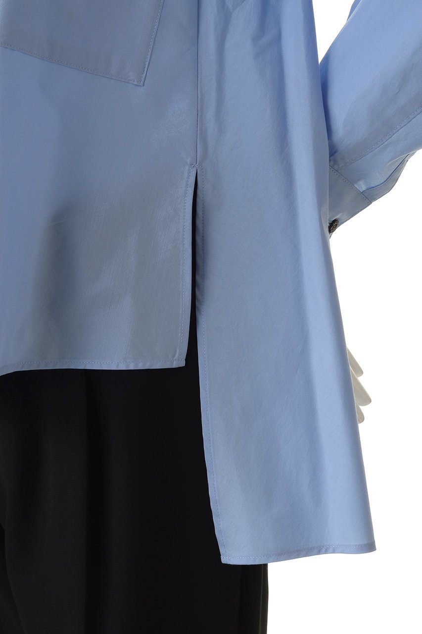 【ランバン オン ブルー/LANVIN en Bleu】のシルキータイプライターフレアシャツ 人気、トレンドファッション・服の通販 founy(ファニー) 　ファッション　Fashion　レディースファッション　Fashion for Women　トップス・カットソー　Cut & Sew Tops　シャツ・ブラウス・オフィスカジュアル　Elegant Blouses & Button-Ups　アシンメトリー　Asymmetrical Style　オケージョン　Occasion Wear　シンプル　Simple, Minimal　スリーブ　Sleeve, Long Sleeve / Short Sleeve　タイプライター　Typewriter Fabric, Crisp Cotton　フレア　Flare, Flared　ロング　Long, Long-Length　other-6|ID: prp329100004881503 ipo3291000000036435580