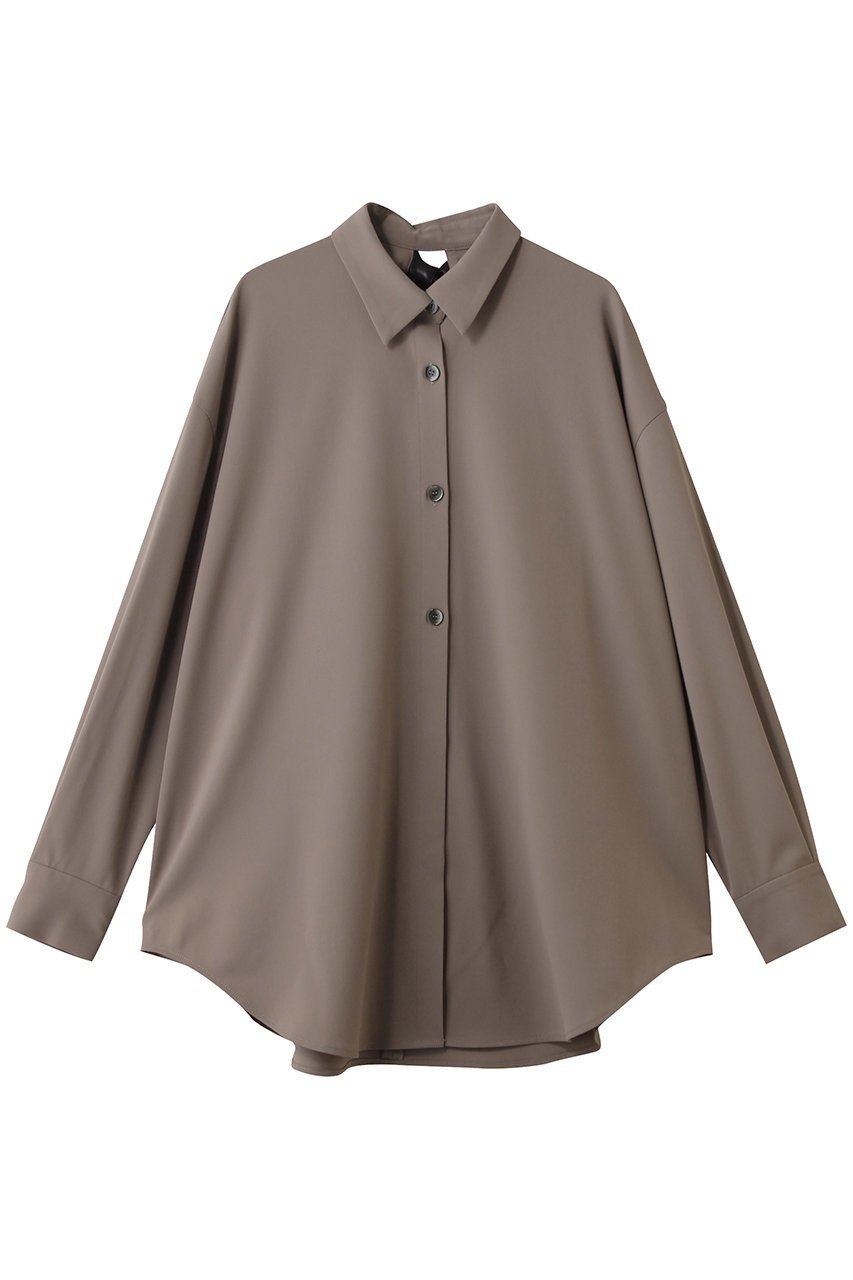 【リムアーク/RIM.ARK】のSynthetic leather tie SH/シャツ インテリア・キッズ・メンズ・レディースファッション・服の通販 founy(ファニー) 　ファッション　Fashion　レディースファッション　Fashion for Women　トップス・カットソー　Cut & Sew Tops　シャツ・ブラウス・オフィスカジュアル　Elegant Blouses & Button-Ups　おすすめ　Recommended / Our Picks　とろみ　Fluid, Flowy Fabric　インナー　Innerwear　シンプル　Simple, Minimal　ジャケット　Jacket, Outerwear　スリーブ　Sleeve, Long Sleeve / Short Sleeve　ドレープ　Drape, Draping Fabric　モダン　Modern, Contemporary　リラックス　Relax, Relaxed Fit　ロング　Long, Long-Length　ライトブラウン|ID: prp329100004881797 ipo3291000000036438012