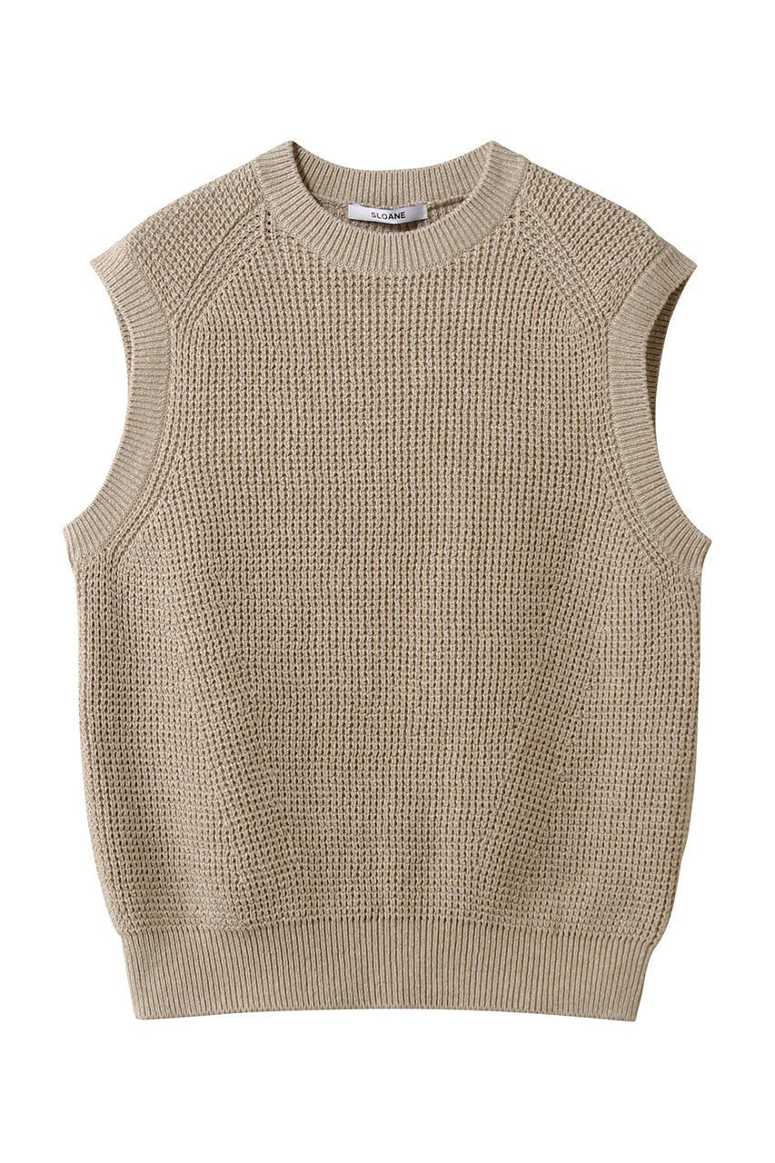 【スローン/SLOANE】の7G変形片畦編み コットン クルーネックベスト インテリア・キッズ・メンズ・レディースファッション・服の通販 founy(ファニー) 　ファッション　Fashion　レディースファッション　Fashion for Women　トップス・カットソー　Cut & Sew Tops　ニット　Knit Tops & Sweaters　ベスト&ジレ / 重ね着スタイル　Vests & Gilets　カジュアルプルオーバー・ニットトップス　Pullovers & Knit Tops / Casual Pullovers　畦編みニット・テクスチャードトップス　Ribbed Knit Sweaters / Textured Knit Tops　シンプル　Simple, Minimal　デニム　Denim, Jeans Material　新作・新入荷　New Arrivals / New In　畦　Ribbed Knit　軽量　Lightweight, Ultra Light　ベージュ|ID: prp329100004881834 ipo3291000000036438313