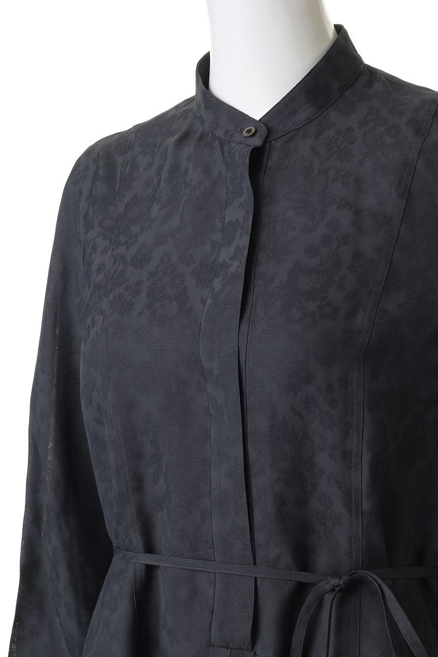 【エブール/ebure】のフラワービスジャカード バンドカラーワンピース 人気、トレンドファッション・服の通販 founy(ファニー) 　ファッション　Fashion　レディースファッション　Fashion for Women　ワンピース　Dresses　チュニック　Tunic Tops & Dresses　おすすめ　Recommended / Our Picks　なめらか　Smooth, Silky Texture　カフス　Cuff Design　ジャカード／ジャガード　Jacquard, Woven Pattern　チュニック　Tunic, Long Top　ドレープ　Drape, Draping Fabric　フォルム　Silhouette, Form　other-5|ID: prp329100004881844 ipo3291000000036438421