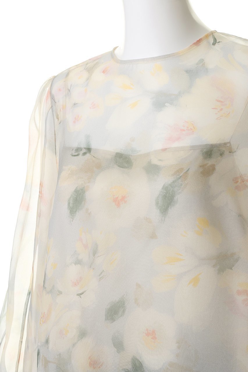 【エブール/ebure】のフラワープリントオーガンジー プルオーバーブラウス 人気、トレンドファッション・服の通販 founy(ファニー) ファッション Fashion レディースファッション Fashion for Women トップス・カットソー Cut & Sew Tops シャツ・ブラウス・オフィスカジュアル Elegant Blouses & Button-Ups カジュアルプルオーバー・ニットトップス Pullovers & Knit Tops / Casual Pullovers 花柄・フラワープリント・モチーフ Floral Prints & Motifs / Flower Pattern Tops オーガンジー Organza Fabric シルク Silk, 100% Silk シンプル Simple, Minimal スリーブ Sleeve, Long Sleeve / Short Sleeve フィット Fit, Slim Fit フラット Flat, Flat Shoes フラワー Flower, Floral プリント Print, Printed Pattern モチーフ Motif, Design Theme ロング Long, Long-Length エレガント 上品 Elegant other-5|ID: prp329100004881907 ipo3291000000036438982