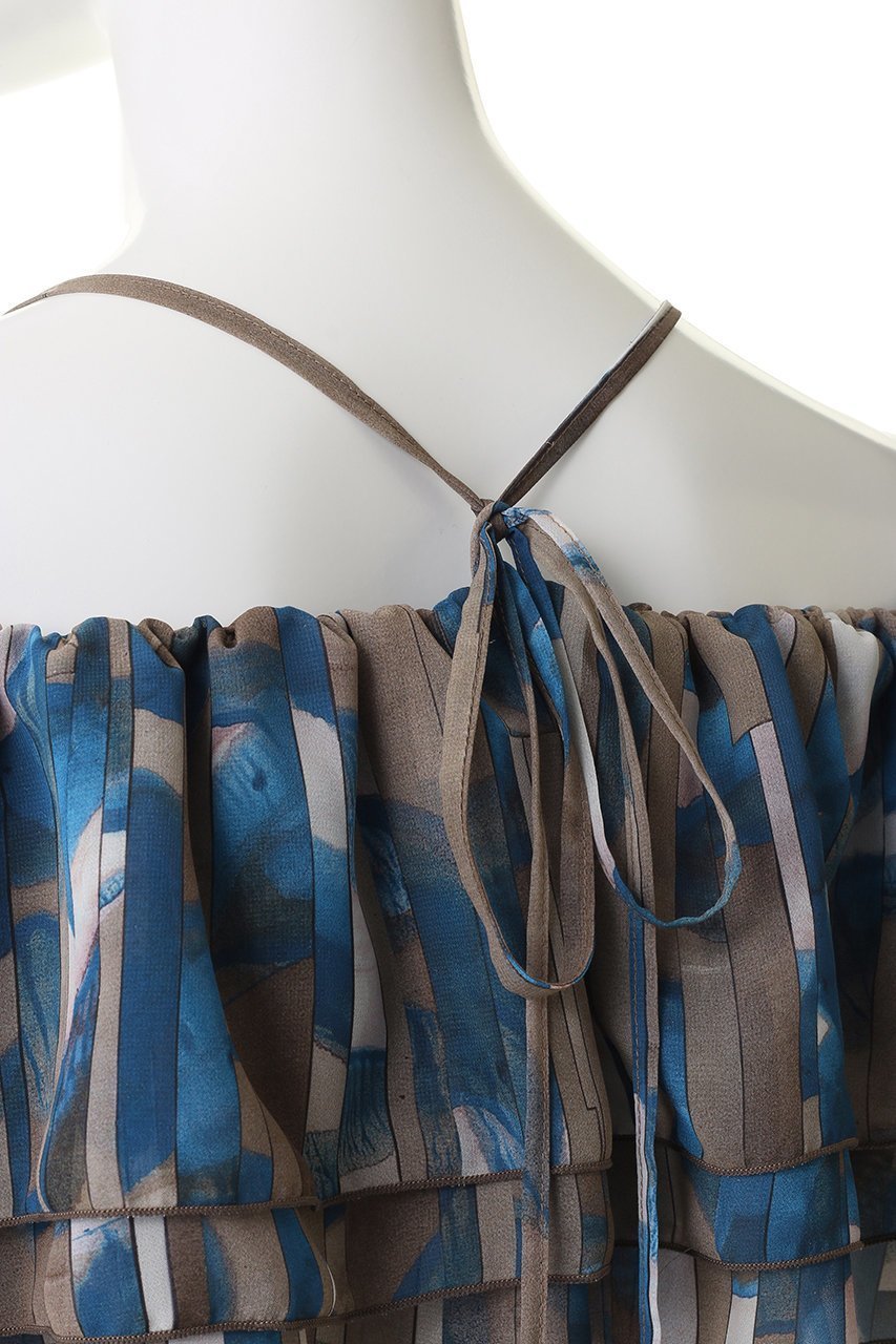 【コルコバード/CORCOVADO】のプリントシフォンオフショルダードレス 人気、トレンドファッション・服の通販 founy(ファニー) 　ファッション　Fashion　レディースファッション　Fashion for Women　ワンピース　Dresses　フォーマル・パーティードレス・結婚式用ドレス　Elegant & Casual Dresses　チュニック　Tunic Tops & Dresses　オフショルダーワンピース・ドレス　Off-Shoulder Dresses / Bardot Style Dresses　チュニック　Tunic, Long Top　フリル　Frill, Ruffle　プリント　Print, Printed Pattern　モザイク　Mosaic, Geometric Pattern　other-6|ID: prp329100004881971 ipo3291000000036439501