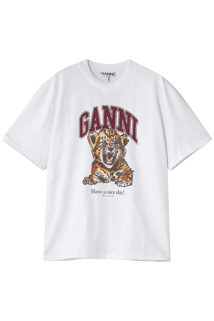 【ガニー/GANNI】のHeavy Cotton Jersey Beaded Baby Tiger プリント Tシャツ 人気、トレンドファッション・服の通販 founy(ファニー) 　ファッション　Fashion　レディースファッション　Fashion for Women　トップス・カットソー　Cut & Sew Tops　シャツ・ブラウス・オフィスカジュアル　Elegant Blouses & Button-Ups　ロングTシャツ・Tシャツ　Longline T-Shirts & Tees　カットソー・ベーシックTシャツ　Cut-and-Sewn Tops / Stretch Tees & Basics　ショート　Short, Short Length　スリーブ　Sleeve, Long Sleeve / Short Sleeve　プリント　Print, Printed Pattern　 other-1|ID: prp329100004882001 ipo3291000000036439751