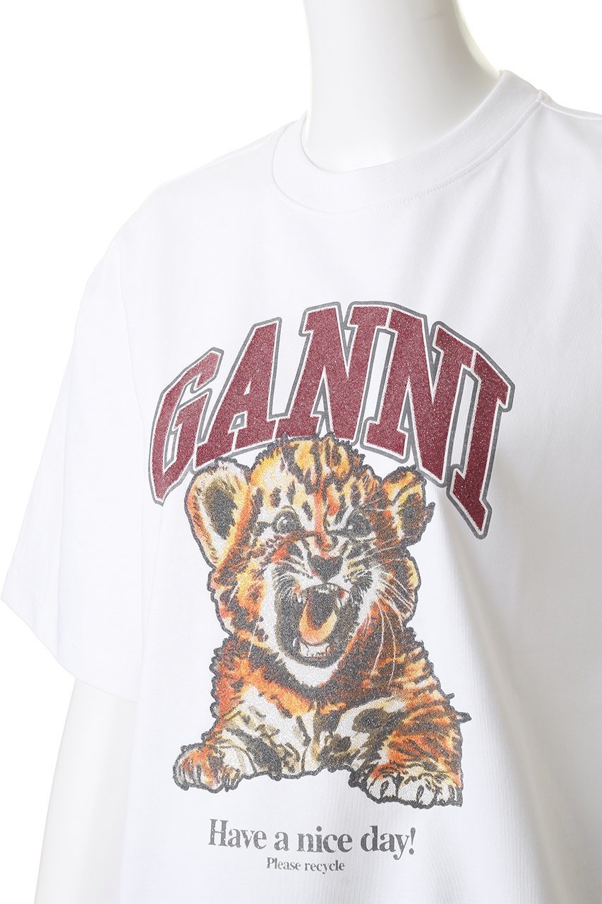 【ガニー/GANNI】のHeavy Cotton Jersey Beaded Baby Tiger プリント Tシャツ 人気、トレンドファッション・服の通販 founy(ファニー) 　ファッション　Fashion　レディースファッション　Fashion for Women　トップス・カットソー　Cut & Sew Tops　シャツ・ブラウス・オフィスカジュアル　Elegant Blouses & Button-Ups　ロングTシャツ・Tシャツ　Longline T-Shirts & Tees　カットソー・ベーシックTシャツ　Cut-and-Sewn Tops / Stretch Tees & Basics　ショート　Short, Short Length　スリーブ　Sleeve, Long Sleeve / Short Sleeve　プリント　Print, Printed Pattern　other-5|ID: prp329100004882001 ipo3291000000036439763