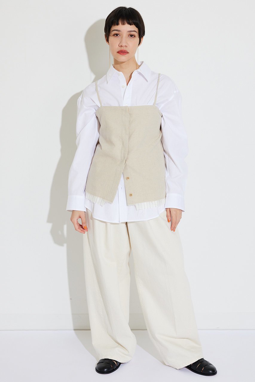 【ウィムガゼット/Whim Gazette】の【THE PAUSE】キャミブラウス インテリア・キッズ・メンズ・レディースファッション・服の通販 founy(ファニー) ファッション Fashion レディースファッション Fashion for Women トップス・カットソー Cut & Sew Tops キャミソール&ノースリーブ Camisoles & Sleeveless Tops シャツ・ブラウス・オフィスカジュアル Elegant Blouses & Button-Ups おすすめ Recommended / Our Picks インナー Innerwear カットソー Cut and Sewn Top キャミソール Camisole, Spaghetti Strap Top スタイリッシュ Stylish, Fashionable ストライプ Stripe, Striped Pattern ノースリーブ Sleeveless, No-Sleeve リネン Linen, Linen Fabric ベージュ|ID: prp329100004882016 ipo3291000000036439876