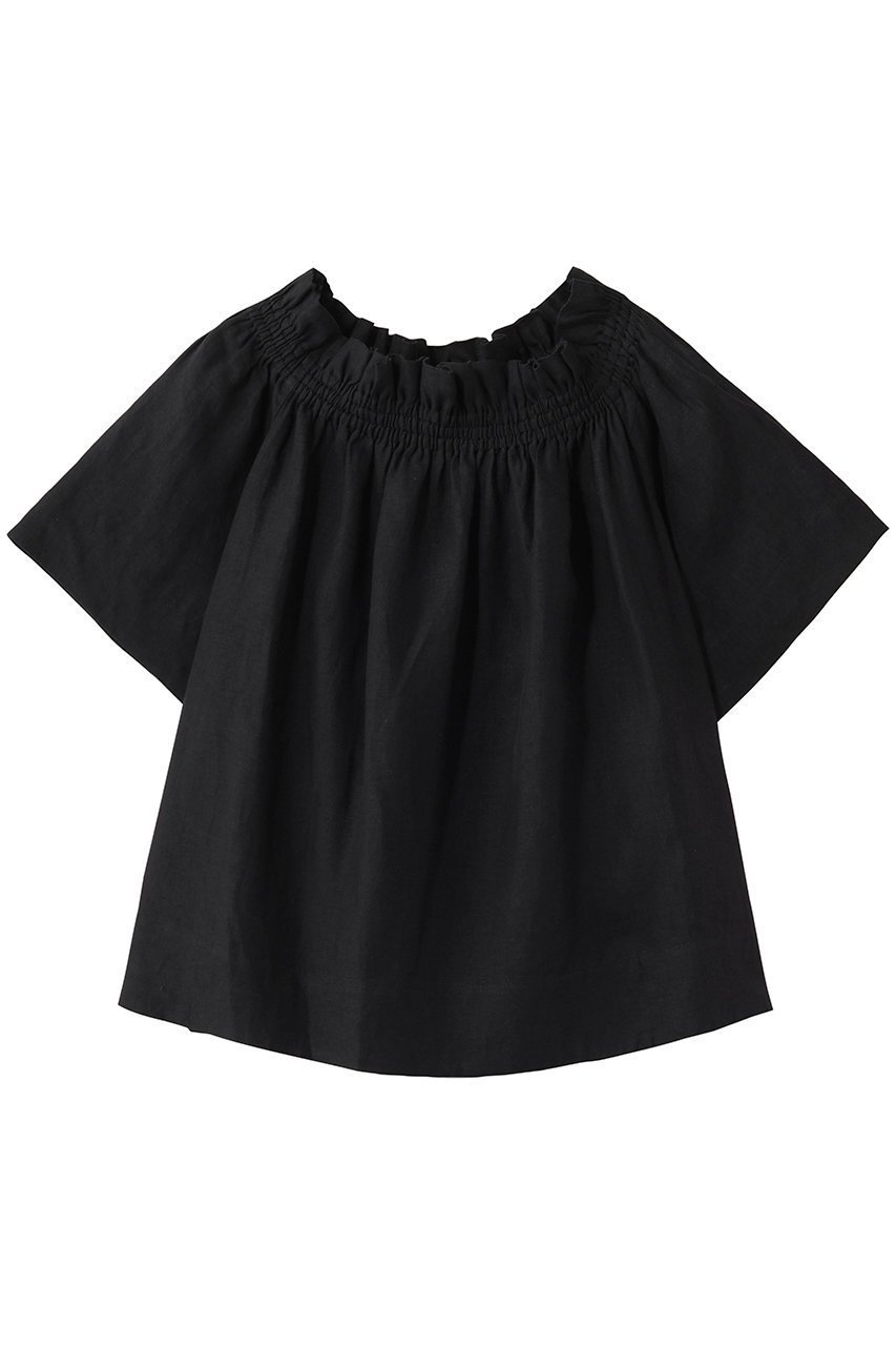 【エムフィル/M Fil】のベルギーリネン 2Wayネックブラウス インテリア・キッズ・メンズ・レディースファッション・服の通販 founy(ファニー) 　ファッション　Fashion　レディースファッション　Fashion for Women　トップス・カットソー　Cut & Sew Tops　シャツ・ブラウス・オフィスカジュアル　Elegant Blouses & Button-Ups　ギャザー　Gathered, Ruffled　シャーリング　Shirring, Ruched　ショート　Short, Short Length　スリーブ　Sleeve, Long Sleeve / Short Sleeve　リネン　Linen, Linen Fabric　新作・新入荷　New Arrivals / New In　ブラック|ID: prp329100004882200 ipo3291000000036441480