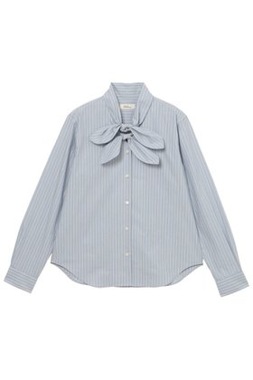 【ミラ ショーン バイ チカ キサダ/mila schon by chika kisada】のストライプダブルリボンブラウス 人気、トレンドファッション・服の通販 founy(ファニー) ファッション Fashion レディースファッション Fashion for Women トップス・カットソー Cut & Sew Tops シャツ・ブラウス・オフィスカジュアル Elegant Blouses & Button-Ups スカーフ Scarf, Neckwear スリーブ Sleeve, Long Sleeve / Short Sleeve ダブル Double, Double-Breasted リボン Ribbon, Bow ロング Long, Long-Length 新作・新入荷 New Arrivals / New In |ID:prp329100004882211