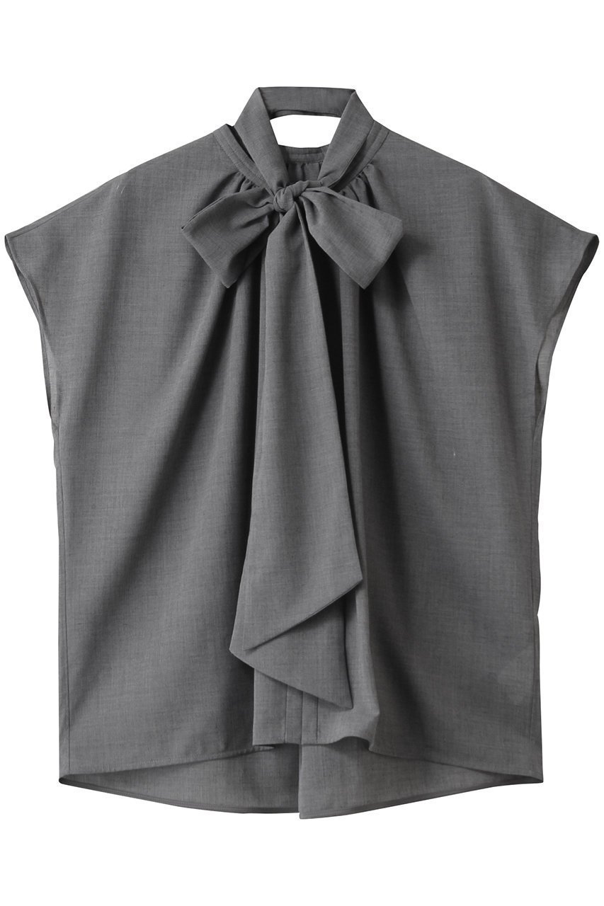 【デザイン ワークス/DESIGN WORKS】のT/Wボイルボウタイブラウス インテリア・キッズ・メンズ・レディースファッション・服の通販 founy(ファニー) 　ファッション　Fashion　レディースファッション　Fashion for Women　トップス・カットソー　Cut & Sew Tops　シャツ・ブラウス・オフィスカジュアル　Elegant Blouses & Button-Ups　シンプル　Simple, Minimal　ジャケット　Jacket, Outerwear　スリーブ　Sleeve, Long Sleeve / Short Sleeve　ボウタイ　Bow Tie, Neck Bow　ロング　Long, Long-Length　ライトグレー|ID: prp329100004882233 ipo3291000000036441746