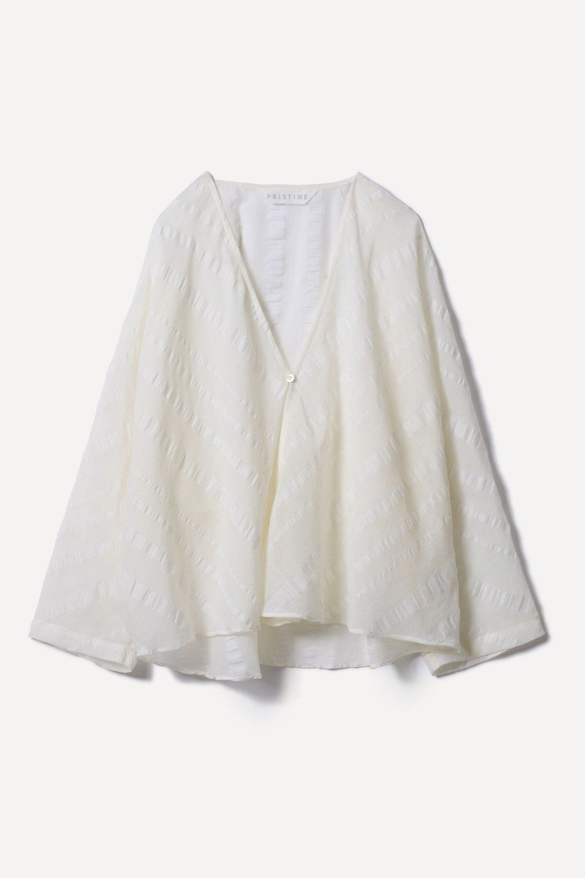 【プリスティン/PRISTINE】のラミーサッカードルマンローブ インテリア・キッズ・メンズ・レディースファッション・服の通販 founy(ファニー) 　ファッション　Fashion　レディースファッション　Fashion for Women　トップス・カットソー　Cut & Sew Tops　シャツ・ブラウス・オフィスカジュアル　Elegant Blouses & Button-Ups　サッカー　Seersucker, Summer Fabric　シアー　Sheer, See-Through　ストライプ　Stripe, Striped Pattern　スリーブ　Sleeve, Long Sleeve / Short Sleeve　バイアス　Bias, Diagonal Cut　フロント　Front, Front Design　ロング　Long, Long-Length　夏　Summer　ホワイト|ID: prp329100004882280 ipo3291000000036442148