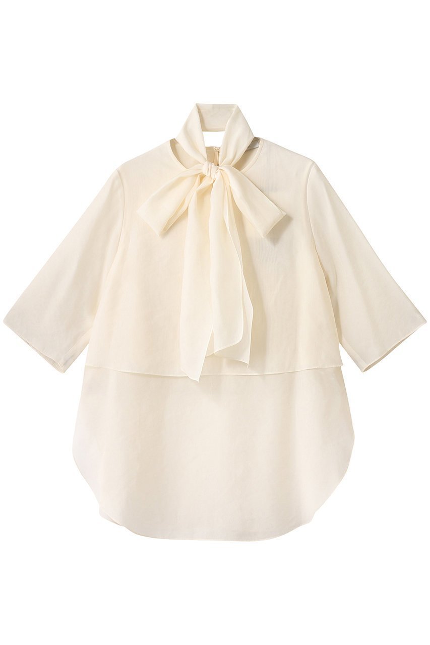 【ドメル/DOMELLE】のオーガンジー ブラウス 人気、トレンドファッション・服の通販 founy(ファニー) ファッション Fashion レディースファッション Fashion for Women トップス・カットソー Cut & Sew Tops シャツ・ブラウス・オフィスカジュアル Elegant Blouses & Button-Ups オーガンジー Organza Fabric ショート Short, Short Length スリーブ Sleeve, Long Sleeve / Short Sleeve バランス Balance, Style Balance リボン Ribbon, Bow other-1|ID: prp329100004882283 ipo3291000000036442167