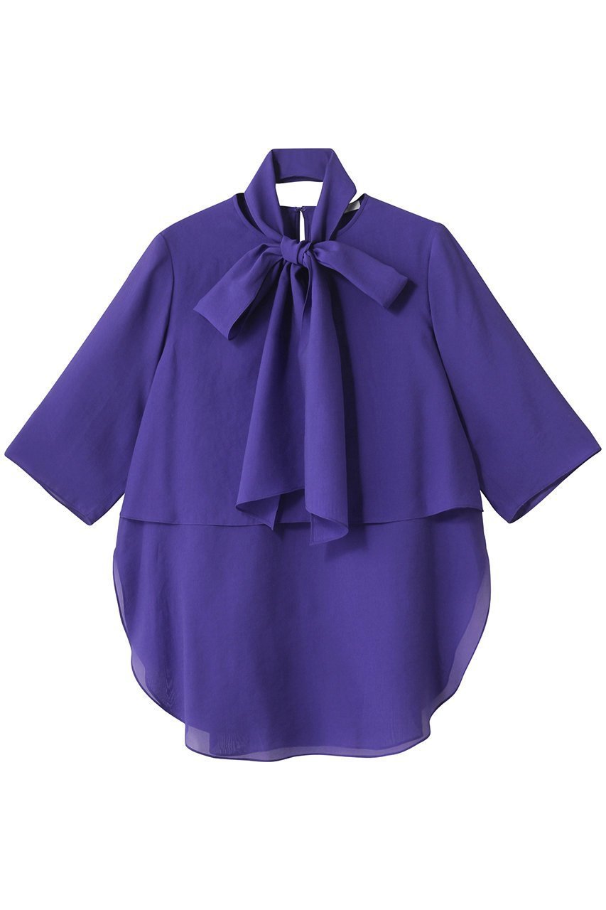 【ドメル/DOMELLE】のオーガンジー ブラウス インテリア・キッズ・メンズ・レディースファッション・服の通販 founy(ファニー) ファッション Fashion レディースファッション Fashion for Women トップス・カットソー Cut & Sew Tops シャツ・ブラウス・オフィスカジュアル Elegant Blouses & Button-Ups オーガンジー Organza Fabric ショート Short, Short Length スリーブ Sleeve, Long Sleeve / Short Sleeve バランス Balance, Style Balance リボン Ribbon, Bow バイオレット|ID: prp329100004882283 ipo3291000000036442172