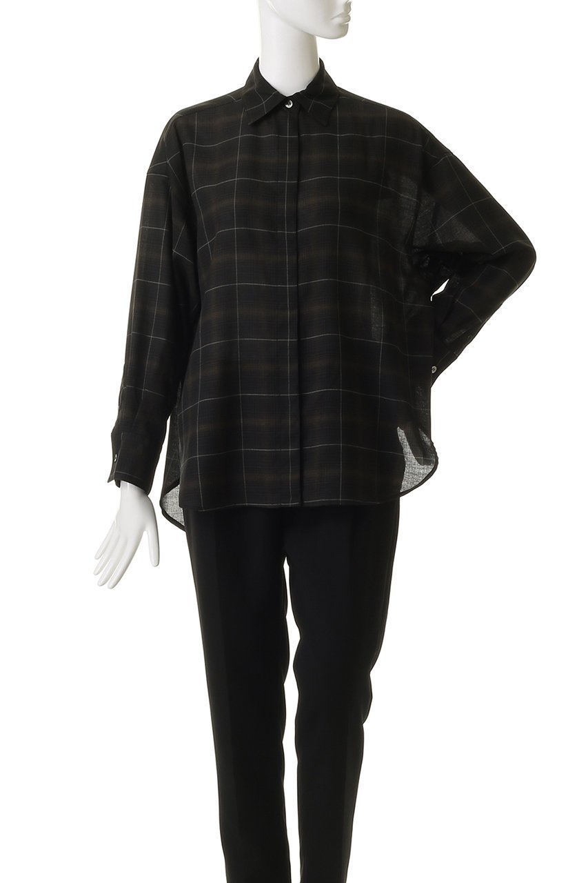 【フローレント/FLORENT】のウール ミックス チェック シャツ 人気、トレンドファッション・服の通販 founy(ファニー) 　ファッション　Fashion　レディースファッション　Fashion for Women　トップス・カットソー　Cut & Sew Tops　シャツ・ブラウス・オフィスカジュアル　Elegant Blouses & Button-Ups　スリーブ　Sleeve, Long Sleeve / Short Sleeve　チェック　Check, Plaid, Tartan　ミックス　Mix, Mixed Style　ロング　Long, Long-Length　other-2|ID: prp329100004882304 ipo3291000000036442408