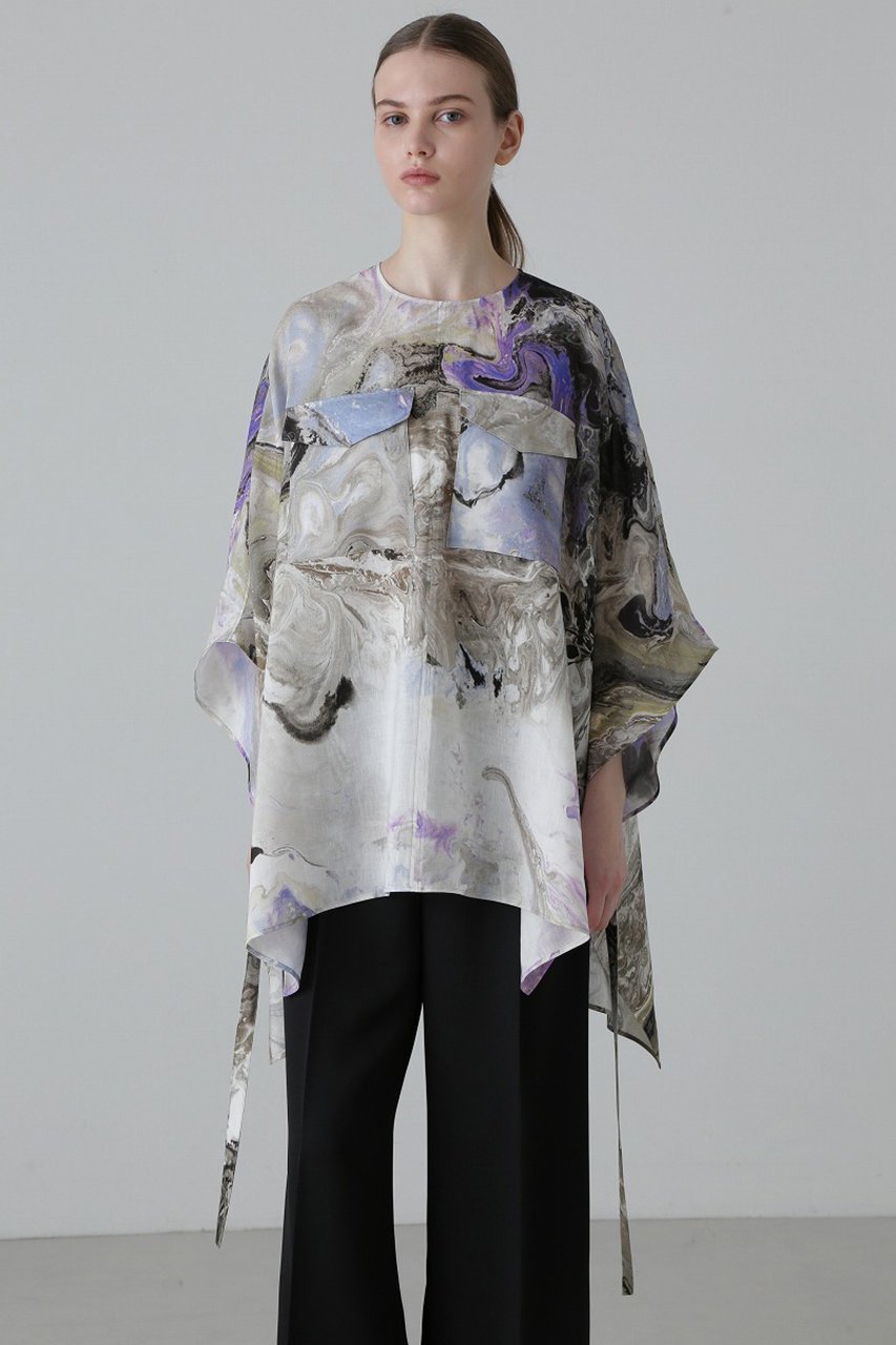 【アドーア/ADORE】のマーブルプリントブラウス 人気、トレンドファッション・服の通販 founy(ファニー) 　ファッション　Fashion　レディースファッション　Fashion for Women　トップス・カットソー　Cut & Sew Tops　シャツ・ブラウス・オフィスカジュアル　Elegant Blouses & Button-Ups　ショート　Short, Short Length　スリーブ　Sleeve, Long Sleeve / Short Sleeve　フロント　Front, Front Design　プリント　Print, Printed Pattern　ポケット　Pocket, Pocket Detail　マーブル　Marble, Marble Pattern　モチーフ　Motif, Design Theme　リラックス　Relax, Relaxed Fit　 other-1|ID: prp329100004882356 ipo3291000000036442902