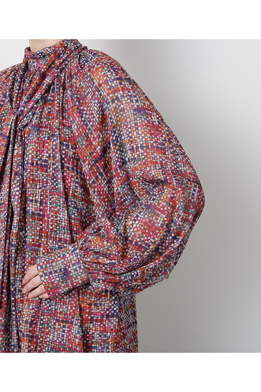 【ヒューエルミュージアム/hueLe Museum】の【STUMBLY】Printed Bow-Tie Blouse 人気、トレンドファッション・服の通販 founy(ファニー) 　ファッション　Fashion　レディースファッション　Fashion for Women　トップス・カットソー　Cut & Sew Tops　シャツ・ブラウス・オフィスカジュアル　Elegant Blouses & Button-Ups　おすすめ　Recommended / Our Picks　ジャカード／ジャガード　Jacquard, Woven Pattern　スリーブ　Sleeve, Long Sleeve / Short Sleeve　セットアップ　Set-Up, Coordinated Outfit　ツイード　Twill, Twill Weave　ハイネック　High Neck, Mock Neck　パターン　Pattern, Design Print　プリント　Print, Printed Pattern　ロング　Long, Long-Length　無地　Plain, Solid Color　other-7|ID: prp329100004882371 ipo3291000000036443042