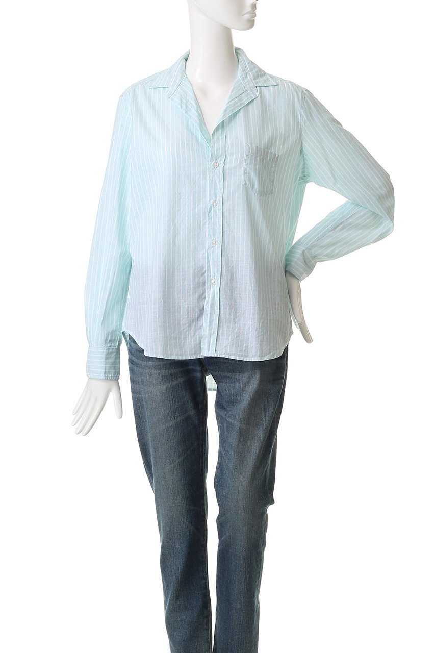 【フランク&アイリーン/Frank&Eileen】のEILEEN イタリアンコットン ライトグリーンストライプシャツ 人気、トレンドファッション・服の通販 founy(ファニー) 　ファッション　Fashion　レディースファッション　Fashion for Women　トップス・カットソー　Cut & Sew Tops　シャツ・ブラウス・オフィスカジュアル　Elegant Blouses & Button-Ups　ストライプ　Stripe, Striped Pattern　スリーブ　Sleeve, Long Sleeve / Short Sleeve　ロング　Long, Long-Length　other-2|ID: prp329100004882383 ipo3291000000036443125