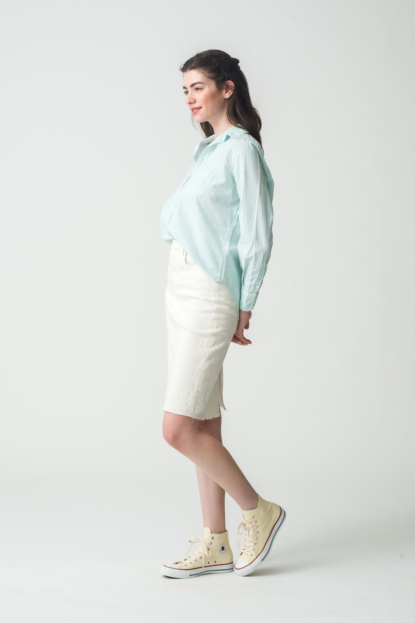 【フランク&アイリーン/Frank&Eileen】のEILEEN イタリアンコットン ライトグリーンストライプシャツ 人気、トレンドファッション・服の通販 founy(ファニー) 　ファッション　Fashion　レディースファッション　Fashion for Women　トップス・カットソー　Cut & Sew Tops　シャツ・ブラウス・オフィスカジュアル　Elegant Blouses & Button-Ups　ストライプ　Stripe, Striped Pattern　スリーブ　Sleeve, Long Sleeve / Short Sleeve　ロング　Long, Long-Length　other-6|ID: prp329100004882383 ipo3291000000036443133