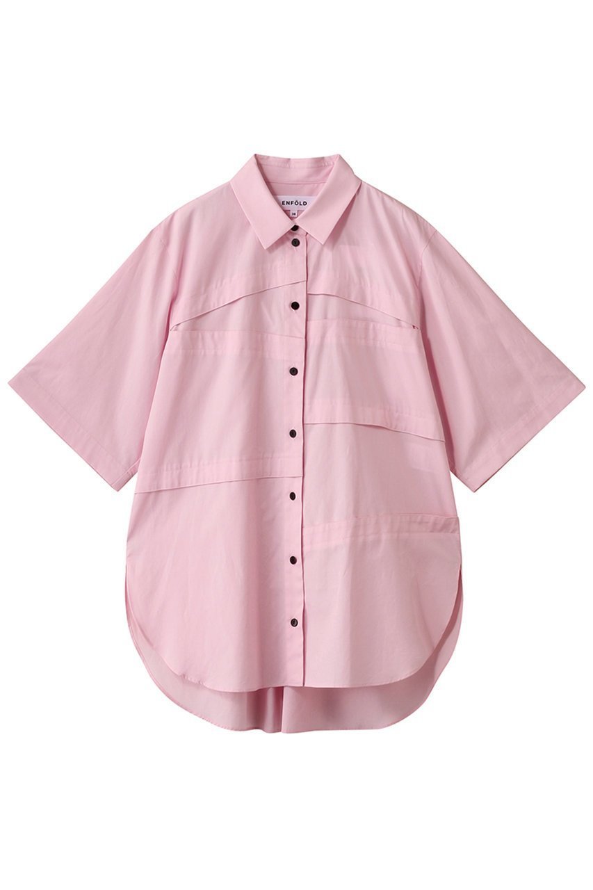 【エンフォルド/ENFOLD】のSTEP SHIRT/シャツ 人気、トレンドファッション・服の通販 founy(ファニー) ファッション Fashion レディースファッション Fashion for Women トップス・カットソー Cut & Sew Tops シャツ・ブラウス・オフィスカジュアル Elegant Blouses & Button-Ups ショート Short, Short Length スリーブ Sleeve, Long Sleeve / Short Sleeve ボトム Bottoms, Lower Wear 切替 Switching, Contrast Panel other-1|ID: prp329100004882384 ipo3291000000036443138