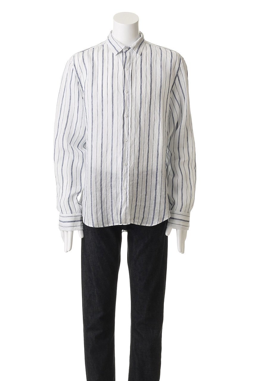 【フランク&アイリーン/Frank&Eileen / MEN】の【MEN】FINBAR イタリアンリネン ストライプシャツ 人気、トレンドファッション・服の通販 founy(ファニー) 　ファッション　Fashion　メンズファッション　Fashion for Men　シンプル　Simple, Minimal　ストライプ　Stripe, Striped Pattern　スリーブ　Sleeve, Long Sleeve / Short Sleeve　フォルム　Silhouette, Form　リネン　Linen, Linen Fabric　ロング　Long, Long-Length　other-2|ID: prp329100004882391 ipo3291000000036443193