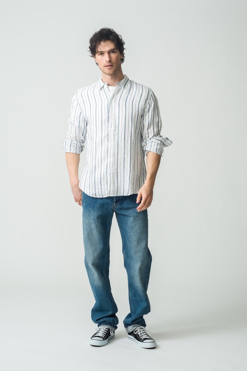 【フランク&アイリーン/Frank&Eileen / MEN】の【MEN】FINBAR イタリアンリネン ストライプシャツ 人気、トレンドファッション・服の通販 founy(ファニー) 　ファッション　Fashion　メンズファッション　Fashion for Men　シンプル　Simple, Minimal　ストライプ　Stripe, Striped Pattern　スリーブ　Sleeve, Long Sleeve / Short Sleeve　フォルム　Silhouette, Form　リネン　Linen, Linen Fabric　ロング　Long, Long-Length　other-6|ID: prp329100004882391 ipo3291000000036443201