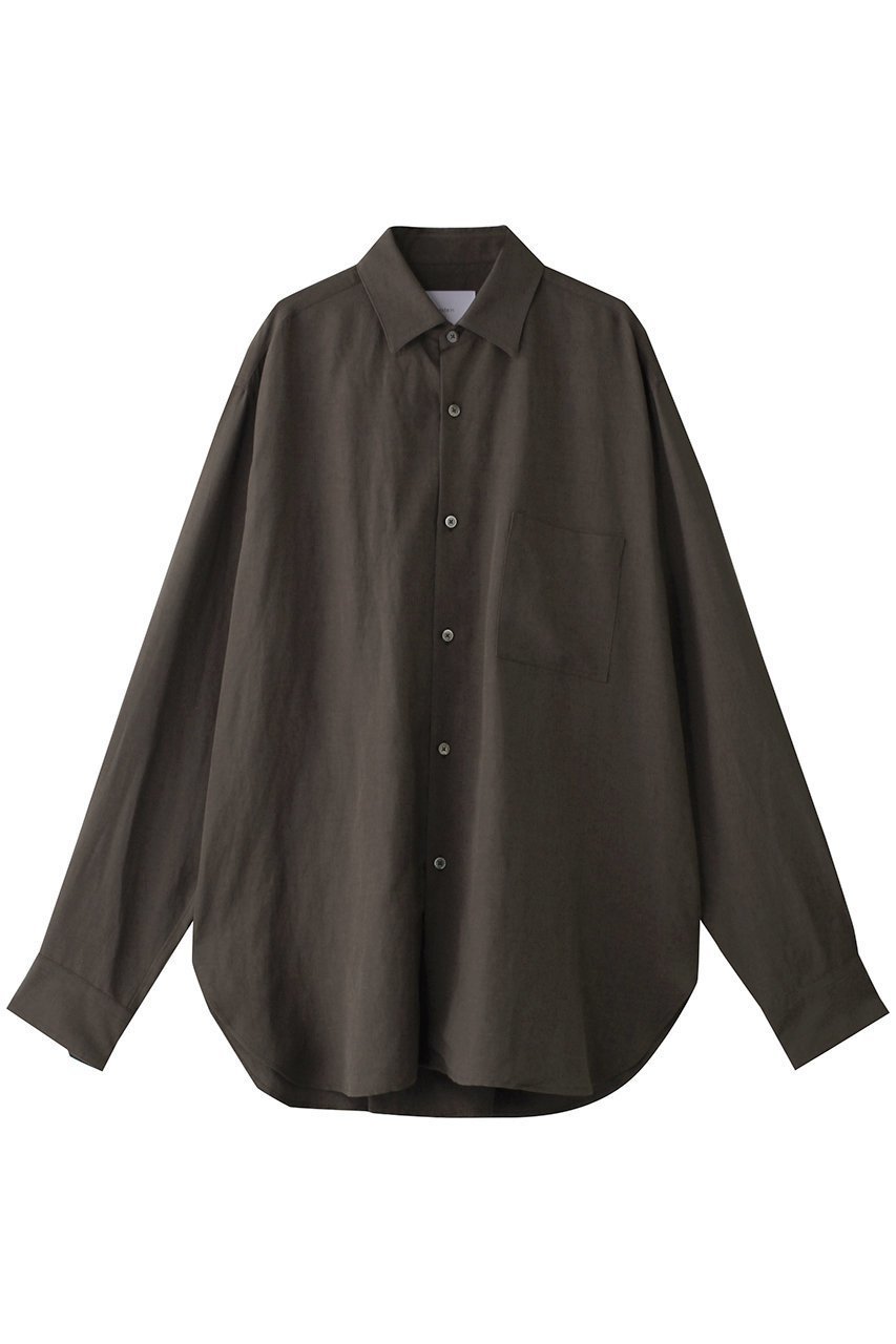 【シュタイン/ssstein】の【UNISEX】RAYON/LINEN OVERSIZED DOWN PAT SHIRT インテリア・キッズ・メンズ・レディースファッション・服の通販 founy(ファニー) 　ファッション　Fashion　レディースファッション　Fashion for Women　トップス・カットソー　Cut & Sew Tops　シャツ・ブラウス・オフィスカジュアル　Elegant Blouses & Button-Ups　ロングTシャツ・Tシャツ　Longline T-Shirts & Tees　ユニセックス　Unisex, Genderless　シンプル　Simple, Minimal　スリーブ　Sleeve, Long Sleeve / Short Sleeve　リネン　Linen, Linen Fabric　ロング　Long, Long-Length　チャコール|ID: prp329100004882404 ipo3291000000036443284