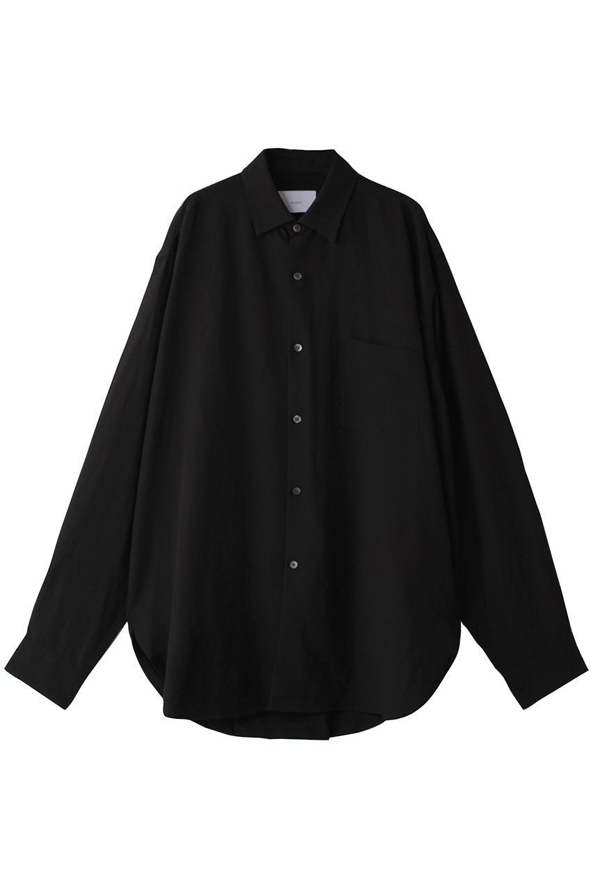 【シュタイン/ssstein】の【UNISEX】RAYON/LINEN OVERSIZED DOWN PAT SHIRT インテリア・キッズ・メンズ・レディースファッション・服の通販 founy(ファニー) 　ファッション　Fashion　レディースファッション　Fashion for Women　トップス・カットソー　Cut & Sew Tops　シャツ・ブラウス・オフィスカジュアル　Elegant Blouses & Button-Ups　ロングTシャツ・Tシャツ　Longline T-Shirts & Tees　ユニセックス　Unisex, Genderless　シンプル　Simple, Minimal　スリーブ　Sleeve, Long Sleeve / Short Sleeve　リネン　Linen, Linen Fabric　ロング　Long, Long-Length　ブラック|ID: prp329100004882404 ipo3291000000036443286