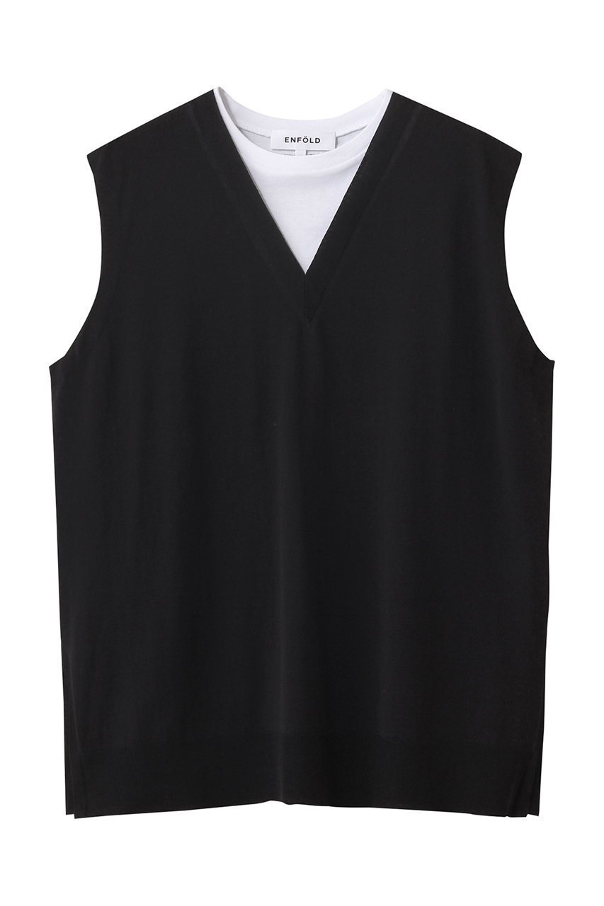 【エンフォルド/ENFOLD】のSLEEVELESS PULLOVER/プルオーバー インテリア・キッズ・メンズ・レディースファッション・服の通販 founy(ファニー) ファッション Fashion レディースファッション Fashion for Women トップス・カットソー Cut & Sew Tops キャミソール&ノースリーブ Camisoles & Sleeveless Tops シャツ・ブラウス・オフィスカジュアル Elegant Blouses & Button-Ups カジュアルプルオーバー・ニットトップス Pullovers & Knit Tops / Casual Pullovers カットソー Cut and Sewn Top シンプル Simple, Minimal ドッキング Docking, Mixed Material ノースリーブ Sleeveless, No-Sleeve ブラック|ID: prp329100004882408 ipo3291000000036443334