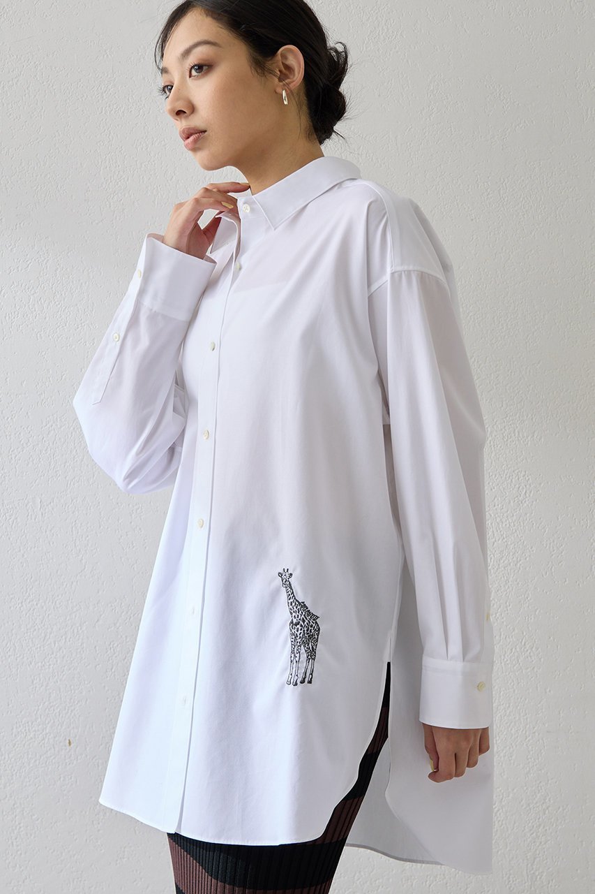 【ウィムガゼット/Whim Gazette】のアニマル刺繍シャツ 人気、トレンドファッション・服の通販 founy(ファニー) ファッション Fashion レディースファッション Fashion for Women トップス・カットソー Cut & Sew Tops シャツ・ブラウス・オフィスカジュアル Elegant Blouses & Button-Ups アニマル Animal Print インナー Innerwear ストライプ Stripe, Striped Pattern スリーブ Sleeve, Long Sleeve / Short Sleeve ロング Long, Long-Length エレガント 上品 Elegant 再入荷 Restock / Back in Stock other-2|ID: prp329100004882435 ipo3291000000036443642