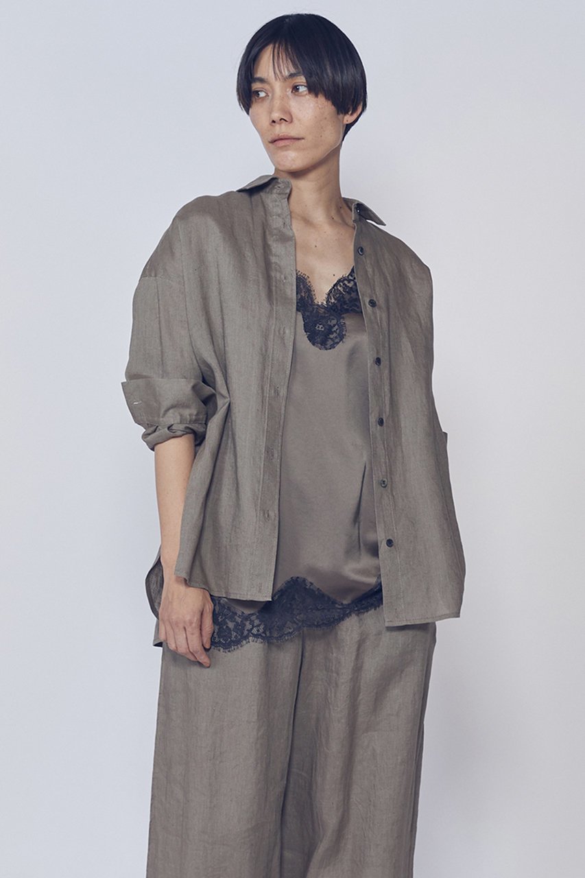 【プルミエ アロンディスモン/1er Arrondissement】のウォッシュリネンシャツ インテリア・キッズ・メンズ・レディースファッション・服の通販 founy(ファニー) 　ファッション　Fashion　レディースファッション　Fashion for Women　トップス・カットソー　Cut & Sew Tops　シャツ・ブラウス・オフィスカジュアル　Elegant Blouses & Button-Ups　スリーブ　Sleeve, Long Sleeve / Short Sleeve　バランス　Balance, Style Balance　リネン　Linen, Linen Fabric　ロング　Long, Long-Length　新作・新入荷　New Arrivals / New In　羽織　Haori, Light Jacket　モカ|ID: prp329100004882440 ipo3291000000036443730