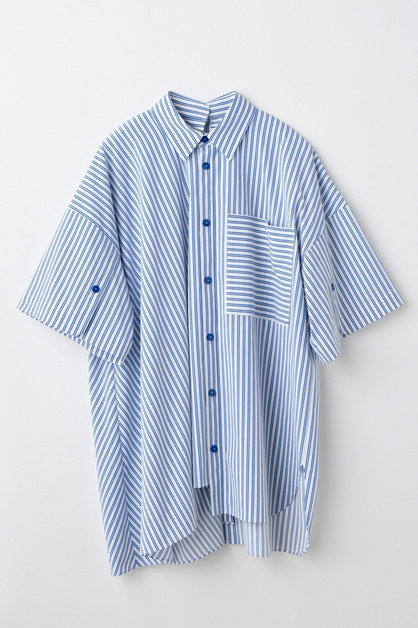 【ナゴンスタンス/nagonstans】のソフトタイプライター アシンメトリー SH/シャツ インテリア・キッズ・メンズ・レディースファッション・服の通販 founy(ファニー) ファッション Fashion レディースファッション Fashion for Women トップス・カットソー Cut & Sew Tops シャツ・ブラウス・オフィスカジュアル Elegant Blouses & Button-Ups アシンメトリー Asymmetrical Style ショート Short, Short Length スリーブ Sleeve, Long Sleeve / Short Sleeve タイプライター Typewriter Fabric, Crisp Cotton フレア Flare, Flared Sky|ID: prp329100004882464 ipo3291000000036443992