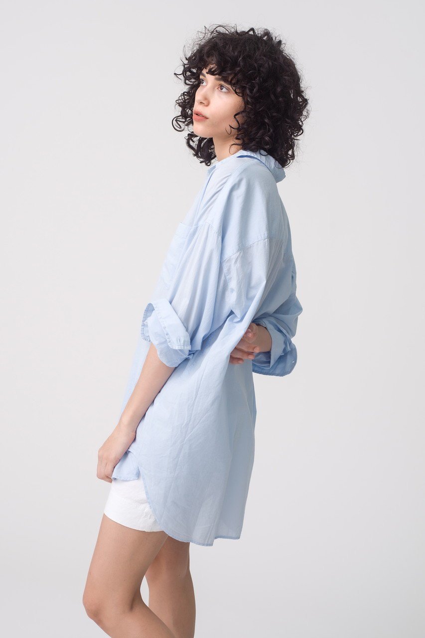 【フランク&アイリーン/Frank&Eileen】のMACKENZIE ORGANIC VOILE フレンチブルービッグシャツ 人気、トレンドファッション・服の通販 founy(ファニー) 　ファッション　Fashion　レディースファッション　Fashion for Women　トップス・カットソー　Cut & Sew Tops　シャツ・ブラウス・オフィスカジュアル　Elegant Blouses & Button-Ups　スリーブ　Sleeve, Long Sleeve / Short Sleeve　トレンド　Trend, Trending Now　ロング　Long, Long-Length　ワイド　Wide, Wide Fit　定番　Standard, Basic Item　羽織　Haori, Light Jacket　other-7|ID: prp329100004882468 ipo3291000000036444048