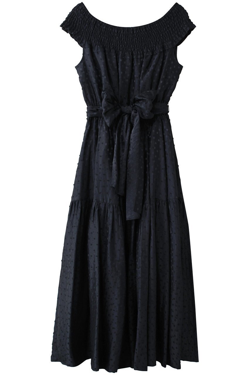 【コルコバード/CORCOVADO】のドット柄リトルネイビードレス 人気、トレンドファッション・服の通販 founy(ファニー) 　ファッション　Fashion　レディースファッション　Fashion for Women　トップス・カットソー　Cut & Sew Tops　シャツ・ブラウス・オフィスカジュアル　Elegant Blouses & Button-Ups　ワンピース　Dresses　フォーマル・パーティードレス・結婚式用ドレス　Elegant & Casual Dresses　おすすめ　Recommended / Our Picks　ショート　Short, Short Length　ジャカード／ジャガード　Jacquard, Woven Pattern　スリーブ　Sleeve, Long Sleeve / Short Sleeve　デコルテ　Décolleté, Neckline　ドット　Polka Dot, Dot Pattern　バランス　Balance, Style Balance　 other-1|ID: prp329100004882469 ipo3291000000036444066